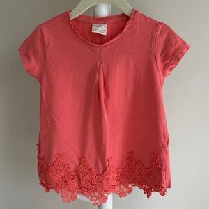 Zara Short Sleeve Lace Shirt Size 4